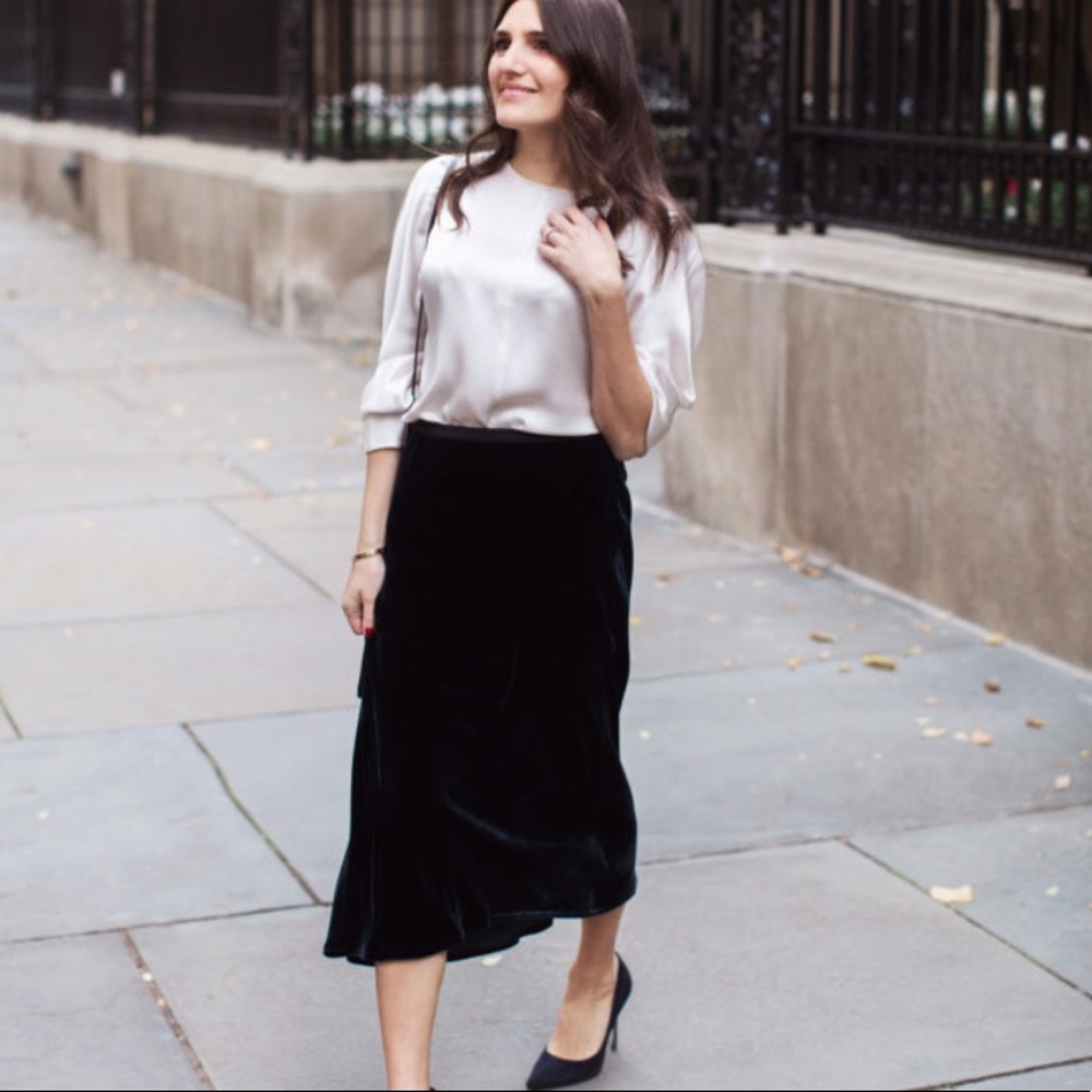 Lauren Ralph Lauren Velvet high waist Midi Skirt